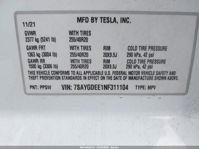 2022 TESLA MODEL Y 7SAYGDEE1NF311104 Photo 8