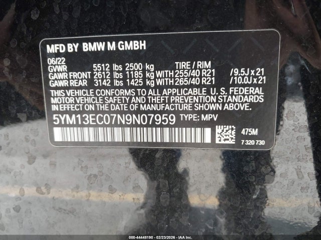 Продажа на аукционе авто 2022 Bmw X3 M, vin: 5YM13EC07N9N07959, номер лота: 44448190