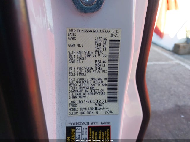 Nissan Frontier King Cab S 4x2 2022 1N6ED1CL5NN618251 Image 9
