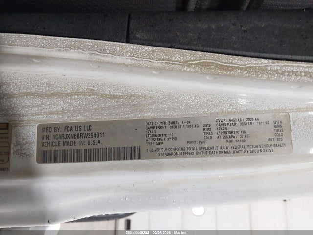 Aukcja sprzedaży 2024 Jeep Wrangler 4xe Willys 4xe, vin: 1C4RJXN68RW294011, numer aukcji: 44448233