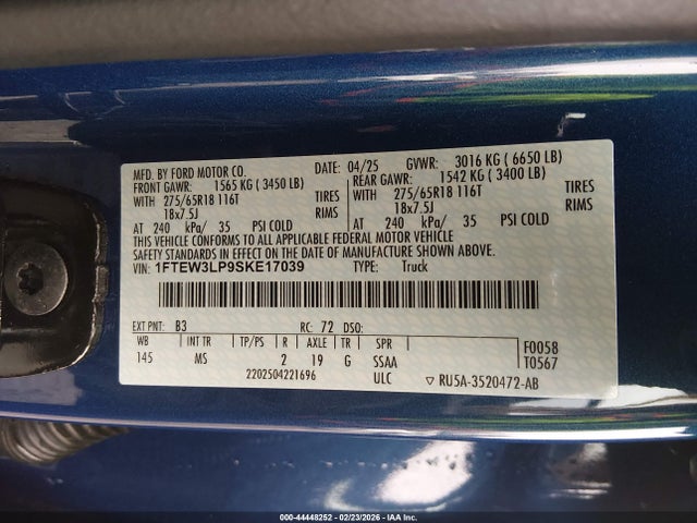 2025 FORD F-150 1FTEW3LP9SKE17039 Photo 8