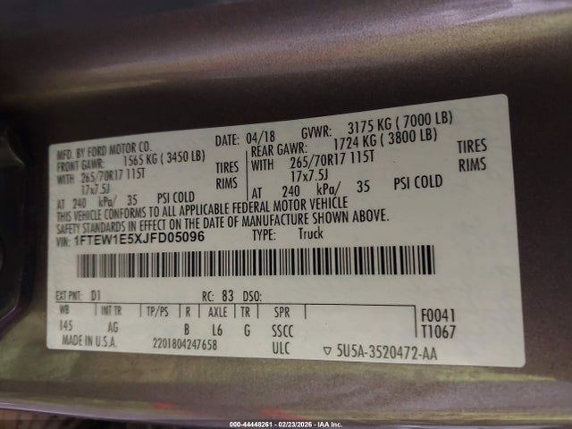 Ford F-150 Xl 2018 1FTEW1E5XJFD05096 Image 9