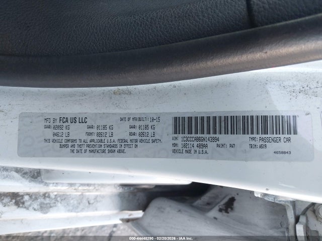 2016 Chrysler 200 Limited მანქანა იყიდება აუქციონზე, vin: 1C3CCCAB6GN143994, აუქციონის ნომერი: 44448290