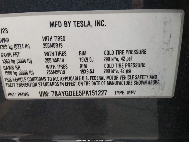 2023 TESLA MODEL Y 7SAYGDEE5PA151227 Photo 8
