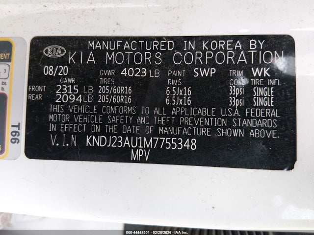 Продажа на аукционе авто 2021 Kia Soul S, vin: KNDJ23AU1M7755348, номер лота: 44448301
