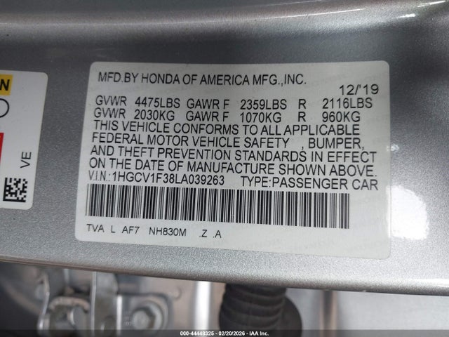 1HGCV1F38LA039263 Honda Accord Sport