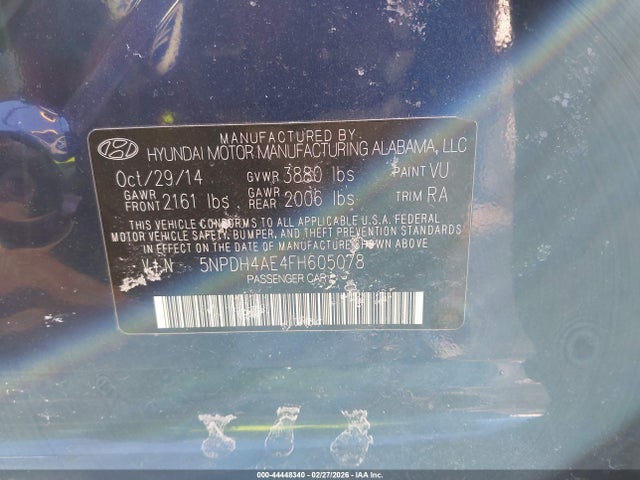 Hyundai ELANTRA SE 2015 5NPDH4AE4FH605078 Image 9