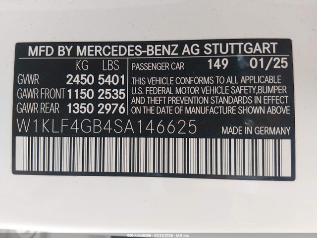 W1KLF4GB4SA146625 Mercedes-Benz E 350