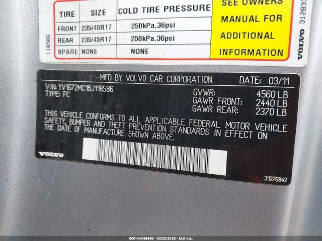 2011 VOLVO C70 YV1672MC1BJ118586 Photo 8