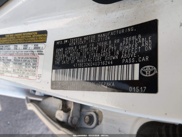 2004 TOYOTA CAMRY 4T1BE32K04U316244 Photo 8