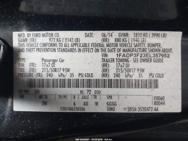 Ford FOCUS SE 2014 1FADP3F23EL357952 Image 9