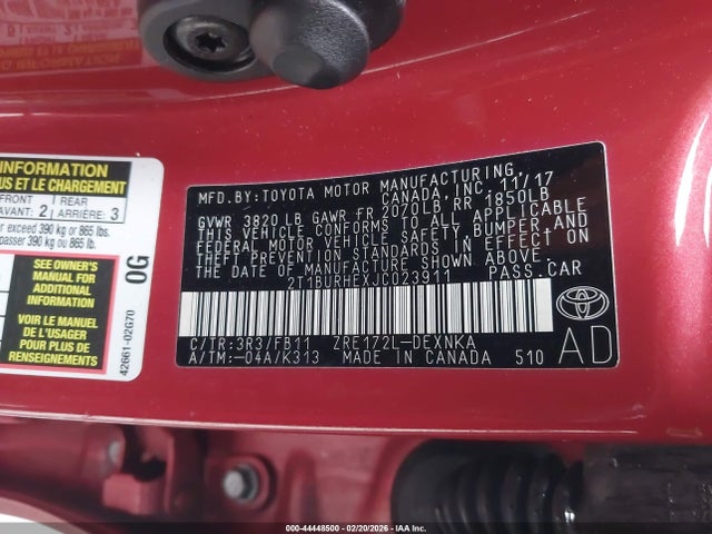 2018 TOYOTA COROLLA 2T1BURHEXJC023911 Photo 8