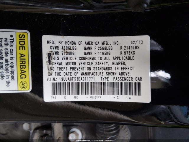 Продажа на аукционе авто 2013 Acura Tl 3.5, vin: 19UUA8F53DA011771, номер лота: 44448501