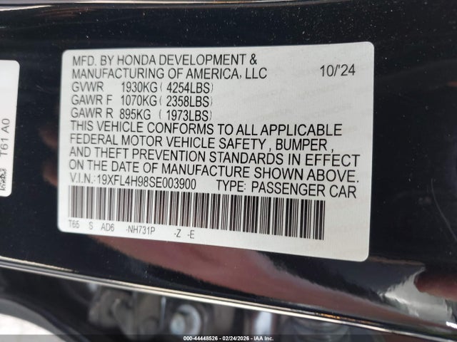 19XFL4H98SE003900 Honda Civic Hybrid Sport Touring