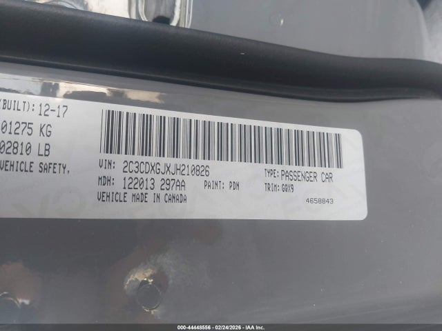2C3CDXGJXJH210826 Dodge Charger R/t Scat Pack Rwd