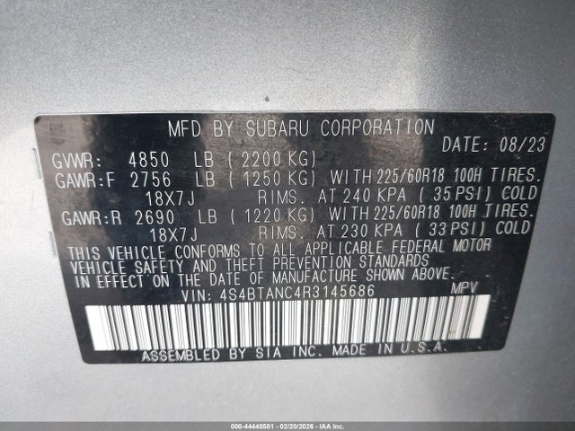 2024 SUBARU OUTBACK 4S4BTANC4R3145686 Photo 8