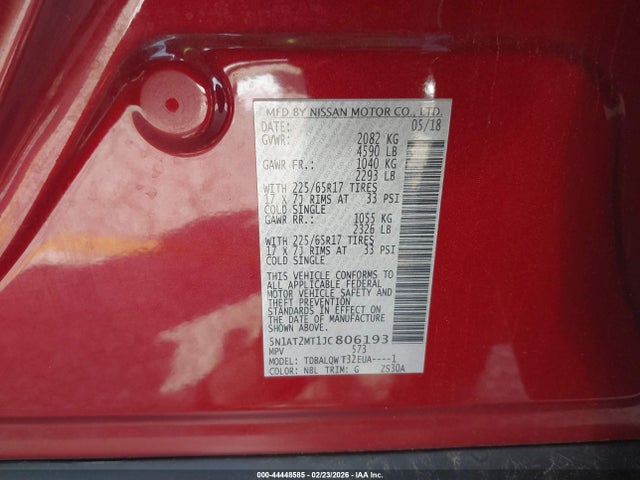 5N1AT2MT1JC806193 Nissan ROGUE SV