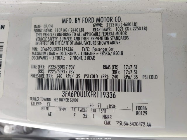 Ford Fusion Hybrid S 2015 3FA6P0UUXFR119336 Image 9