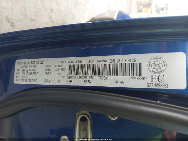 44448619 :رقم المزاد ، 1C6RR7FT4KS532261 vin ، 2019 Ram 1500 Classic St مزاد بيع