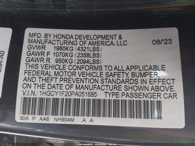 1HGCY1F20PA051685 Honda ACCORD LX