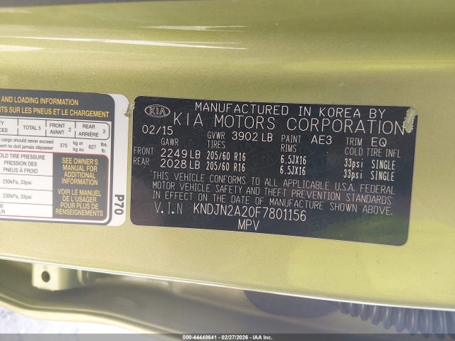 KIA Soul 2015 KNDJN2A20F7801156 Image 9
