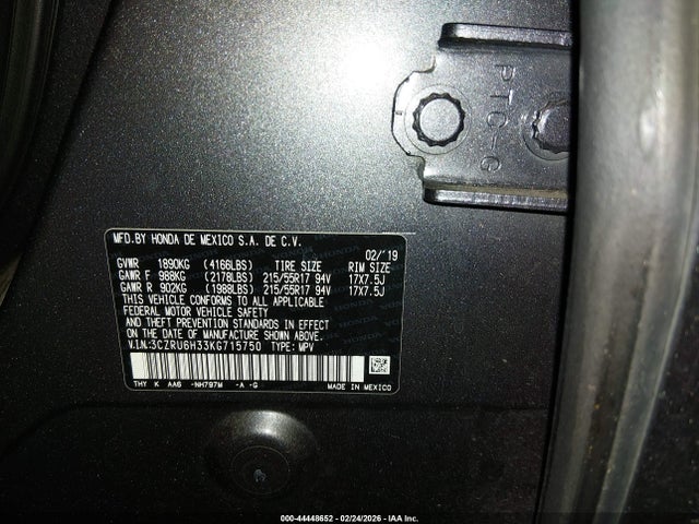 3CZRU6H33KG715750 Honda HR-V LX