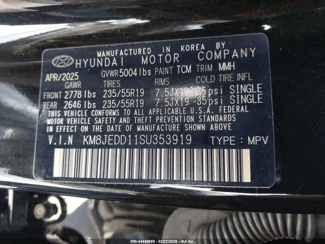 44448658 :رقم المزاد ، KM8JEDD11SU353919 vin ، 2025 Hyundai Tucson Hybrid Limited مزاد بيع