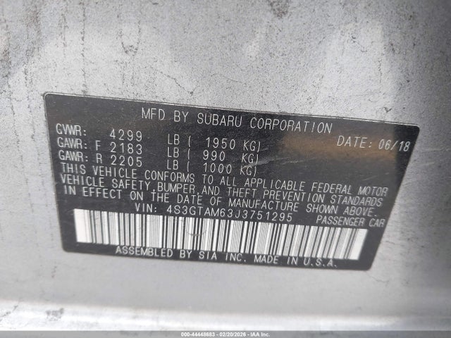 4S3GTAM63J3751295 Subaru Impreza 2.0i Sport
