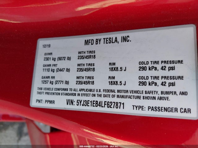 2020 TESLA MODEL 3 5YJ3E1EB4LF627871 Photo 8