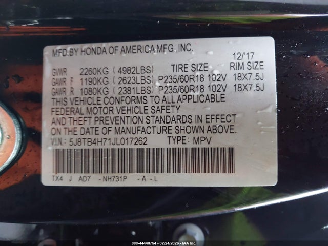 5J8TB4H71JL017262 Acura Rdx Advance Package