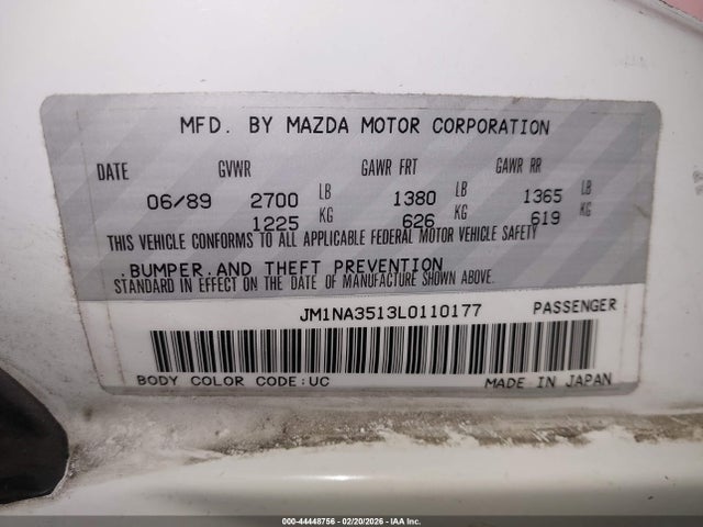 Продаж на аукціоні авто 1990 Mazda Mx-5 Miata, vin: JM1NA3513L0110177, номер лоту: 44448756