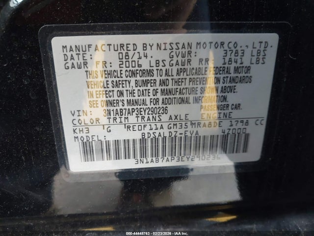 3N1AB7AP3EY290236 Nissan SENTRA SV
