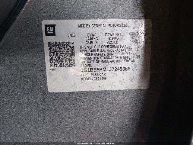1G1BE5SM1J7245866 Chevrolet Cruze Lt Auto