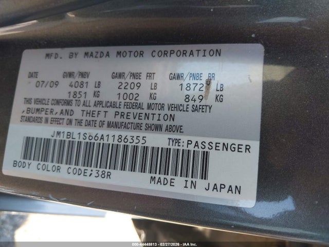 Aukcja sprzedaży 2010 Mazda Mazda3 S Grand Touring, vin: JM1BL1S66A1186355, numer aukcji: 44448813