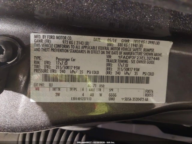Ford FOCUS SE 2014 1FADP3F23EL327446 Image 9