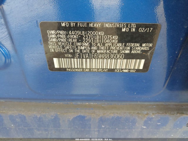 2017 SUBARU WRX JF1VA1E69H8836060 Photo 8