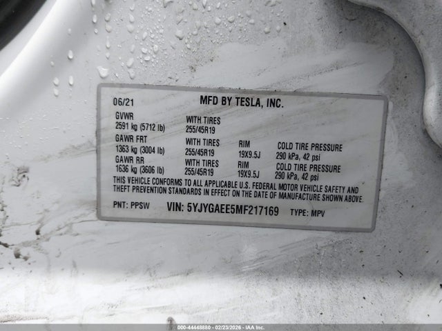 2021 TESLA MODEL Y 5YJYGAEE5MF217169 Photo 8