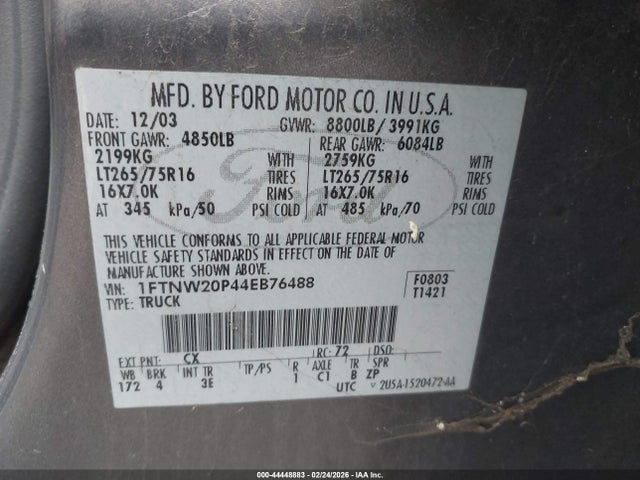 2004 FORD F-250 1FTNW20P44EB76488 Photo 8