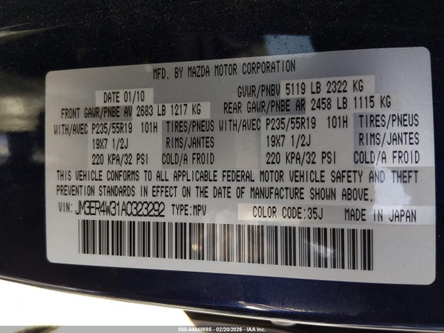 2010 MAZDA CX-7 JM3ER4W31A0323292 Photo 8