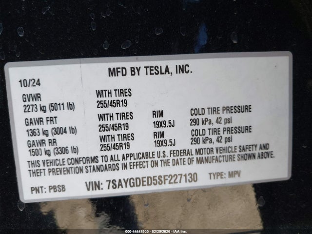 2025 TESLA MODEL Y 7SAYGDED5SF227130 Photo 8