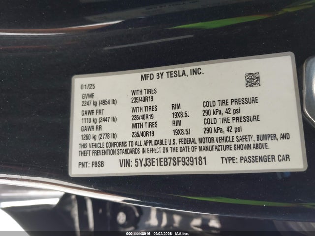 Tesla Model 3 Long Range All-wheel Drive 2025 5YJ3E1EB7SF939181 Image 9