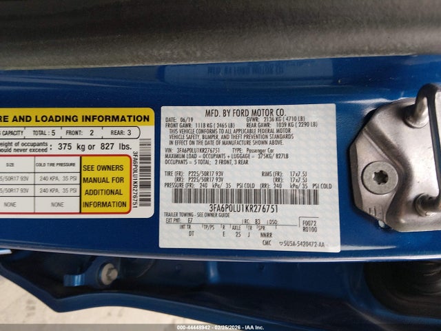 Aukcja sprzedaży 2019 Ford Fusion Hybrid Se, vin: 3FA6P0LU1KR276751, numer aukcji: 44448942