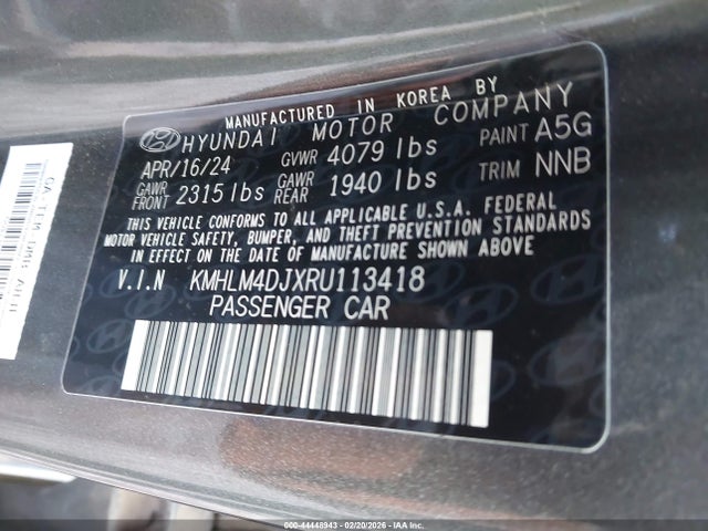 Aukcja sprzedaży 2024 Hyundai Elantra Hybrid Blue, vin: KMHLM4DJXRU113418, numer aukcji: 44448943