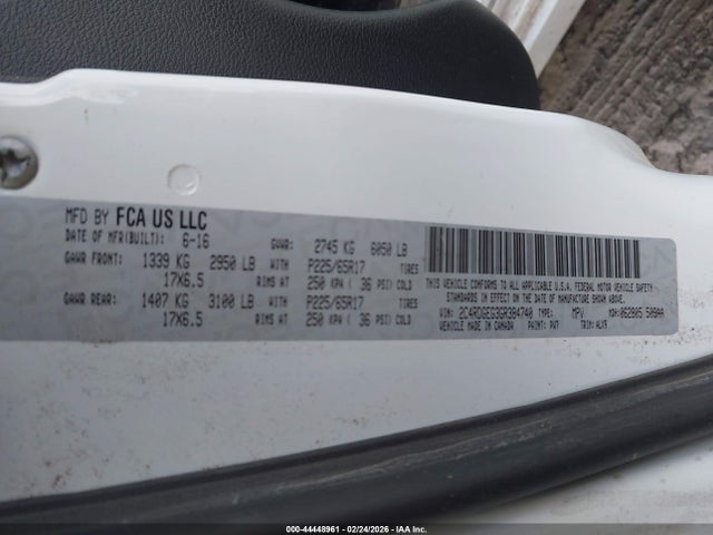 Aukcja sprzedaży 2016 Dodge Grand Caravan R/t, vin: 2C4RDGEG3GR384740, numer aukcji: 44448961