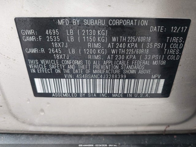 2018 SUBARU OUTBACK 4S4BSANC4J3288399 Photo 8