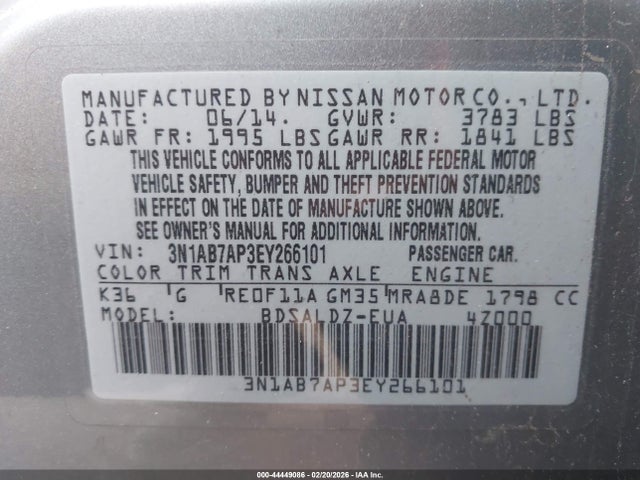 Nissan SENTRA SV 2014 3N1AB7AP3EY266101 Image 9