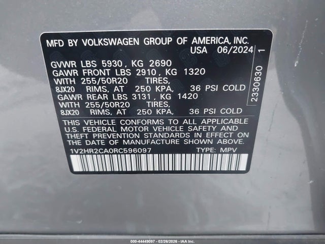 2024 VOLKSWAGEN ATLAS 1V2HR2CA0RC596097 Photo 8