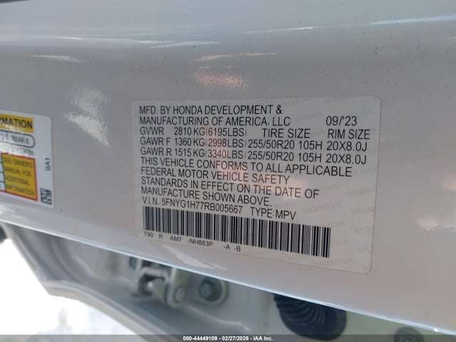 Honda Pilot Touring 2024 5FNYG1H77RB005667 Image 9