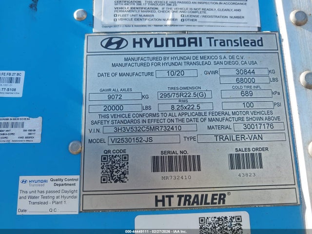 Aukcja sprzedaży 2021 Hyundai Translead Inc Unknown, vin: 3H3V532C5MR732410, numer aukcji: 44449111