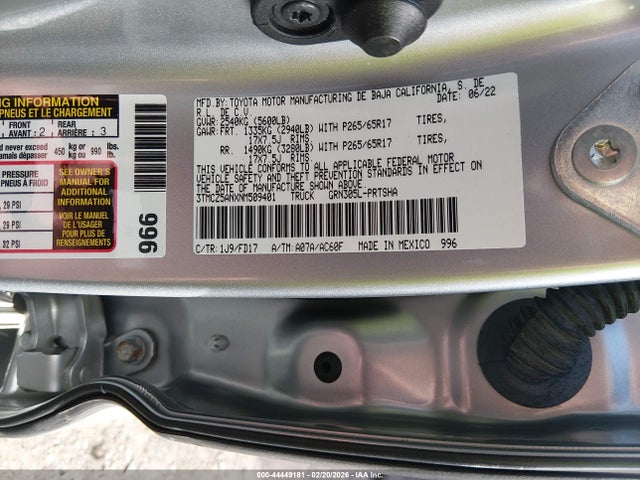 Aukcja sprzedaży 2022 Toyota Tacoma Trd Sport, vin: 3TMCZ5ANXNM509401, numer aukcji: 44449181